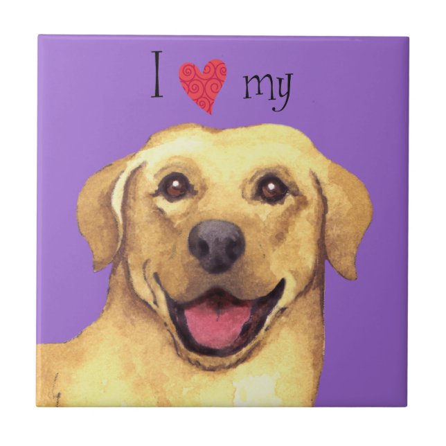 I Love my Yellow Lab Ceramic Tile (Front)