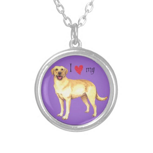 I Love my Yellow Lab Silver Plated Necklace