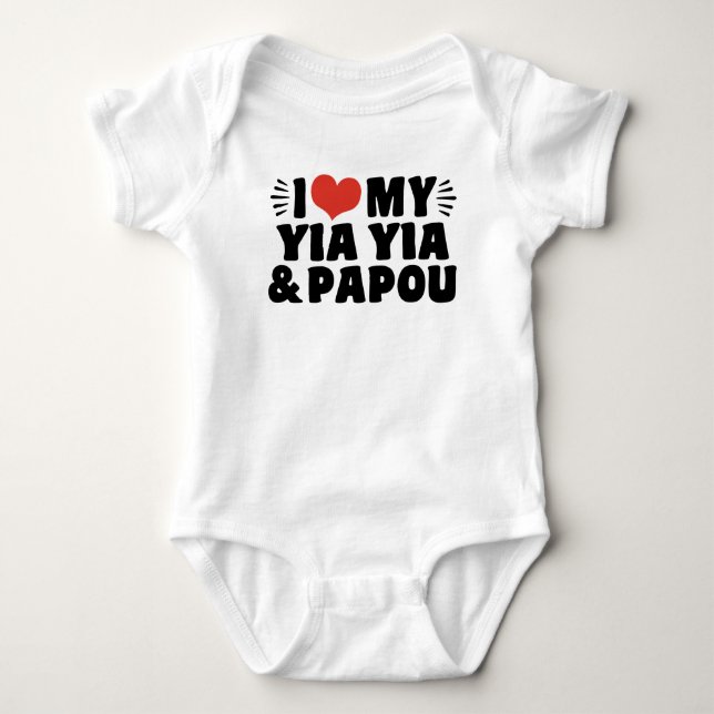 I Love My Yia Yia and Papou Baby Bodysuit (Front)