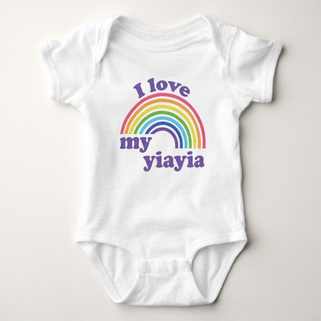 I Love My Yiayia - Cute Rainbow  Baby Bodysuit (Front)