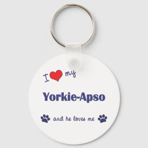 I Love My Yorkie-Apso (Male Dog) Keychain