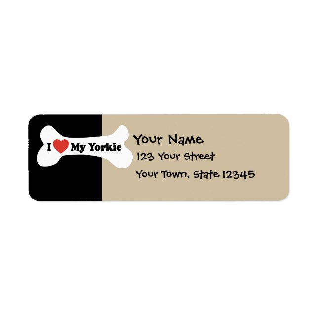 I Love My Yorkie - Dog Bone Label (Front)