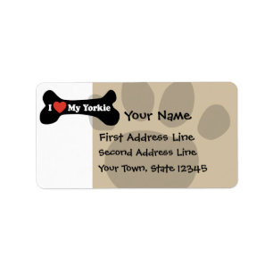 I Love My Yorkie - Dog Bone Label