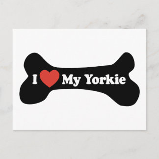 I Love My Yorkie - Dog Bone Postcard