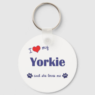I Love My Yorkie (Female Dog) Keychain