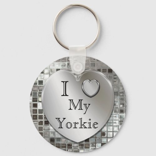 I Love My Yorkie Heart Keychain