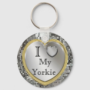 I Love My Yorkie Heart Keychain