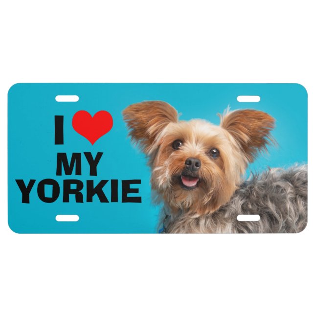 I Love My Yorkie License Plate (Front)
