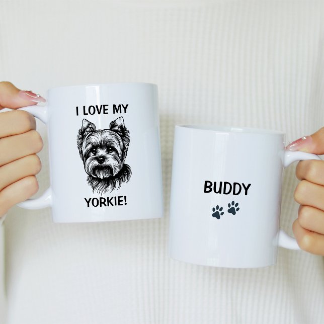 I Love My Yorkie Personalized with Yorkie Sketch Coffee Mug (Creator Uploaded)