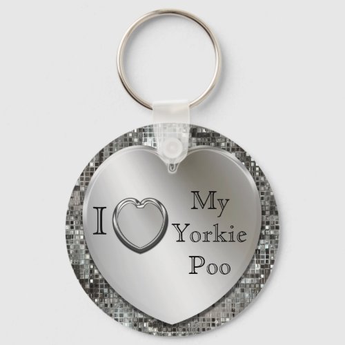 I Love My Yorkie Poo Heart Keychain