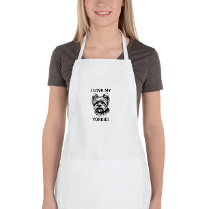 I Love My Yorkie with Yorkie Sketch Adult Apron