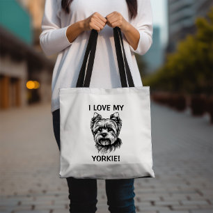 I Love My Yorkie with Yorkie Sketch Tote Bag