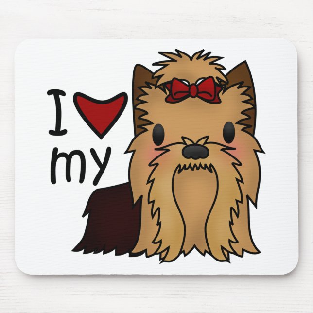 I Love My Yorkie, Yorkshire Terrier Mouse Pad (Front)