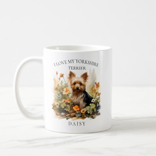 I Love My Yorkshire Terrier Floral Dog Portrait Coffee Mug