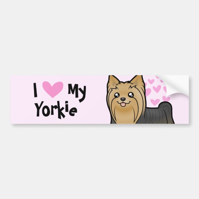I Love My Yorkshire Terrier (long hair no bow) Bumper Sticker (Front)