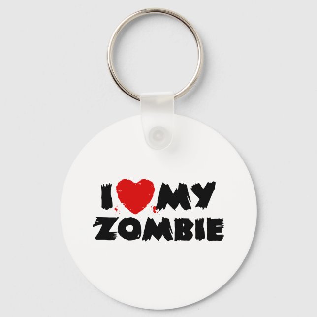 I Love My Zombie Keychain (Front)