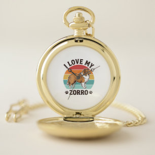 I Love My Zorro Vintage Dog Lover Design_1 Pocket Watch