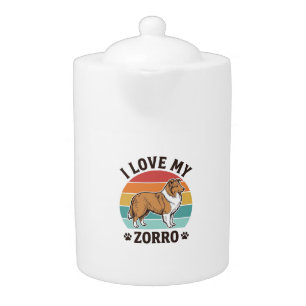 I Love My Zorro Vintage Dog Lover Design_1 Teapot