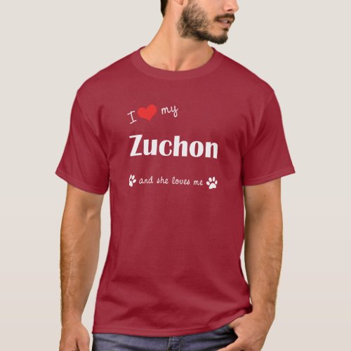 I Love My Zuchon Female Dog T_Shirt