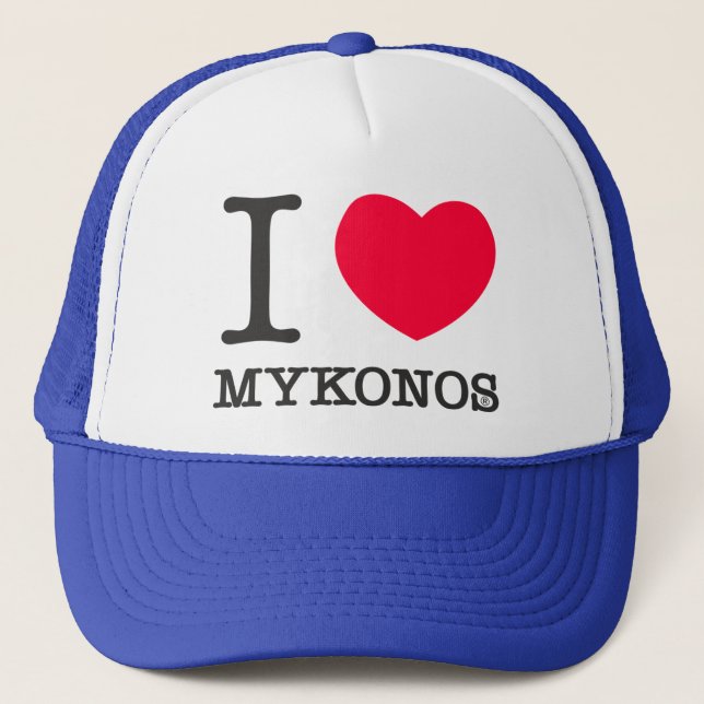 I LOVE MYKONOS TRUCKER HAT (Front)