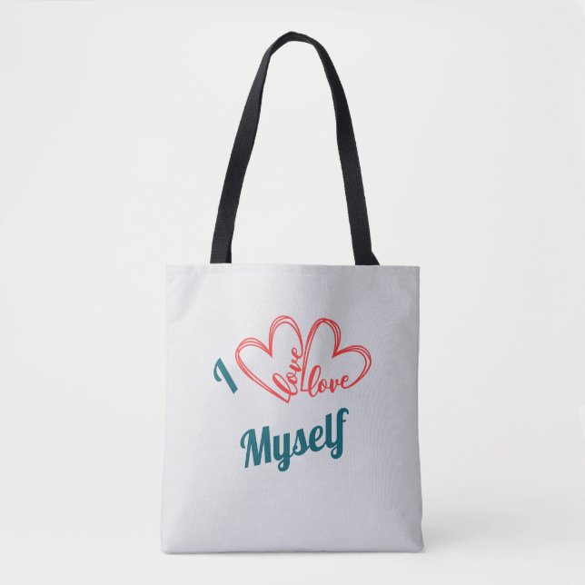 I Love Myself - Self-Care Button Tote Bag (Front)