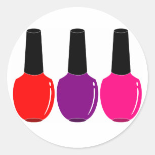 I Love Nail Polish Red Pink Purple Nail Polish Art Classic Round Sticker