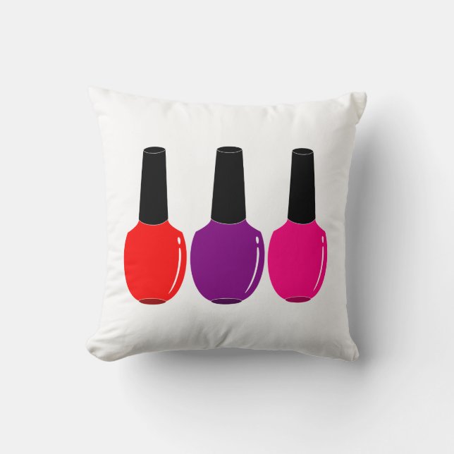 I Love Nail Polish Red Pink Purple Nail Polish Art Throw Pillow (Front)