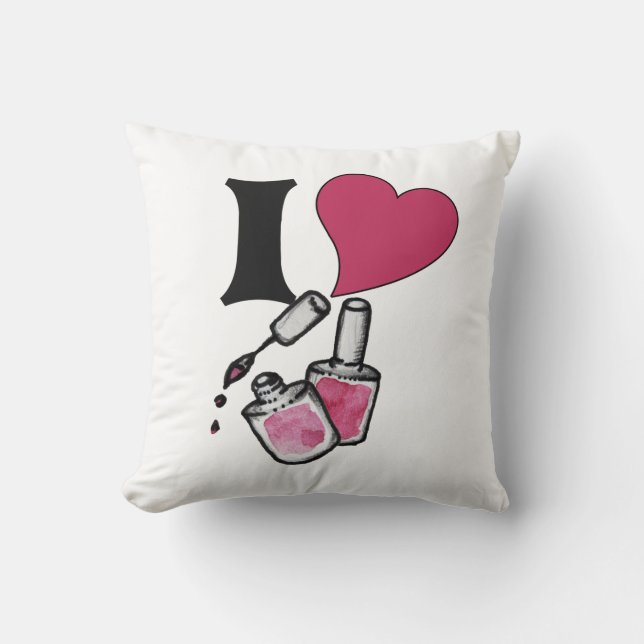 I love nail polish throw pillow (Front)