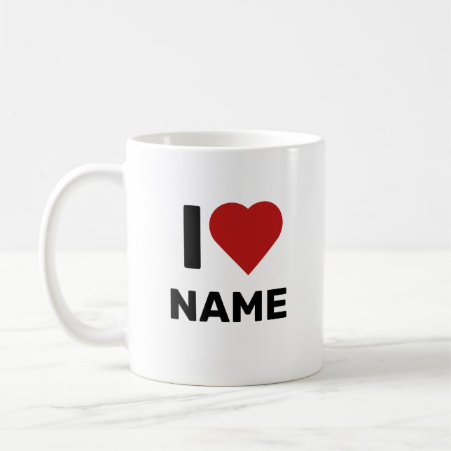 I Love Name Coffee Mug (Left)