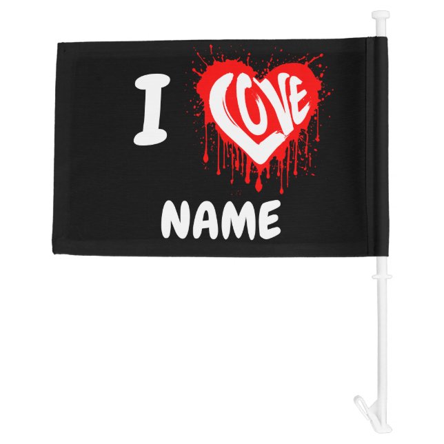 I LOVE NAME CUSTOM CAR FLAG (Back)