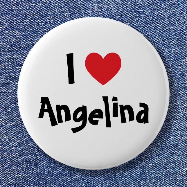 I Love Name Pinback Button (White Black and Red Heart I Love Name Pinback Button)