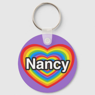 I love Nancy. I love you Nancy. Heart Keychain