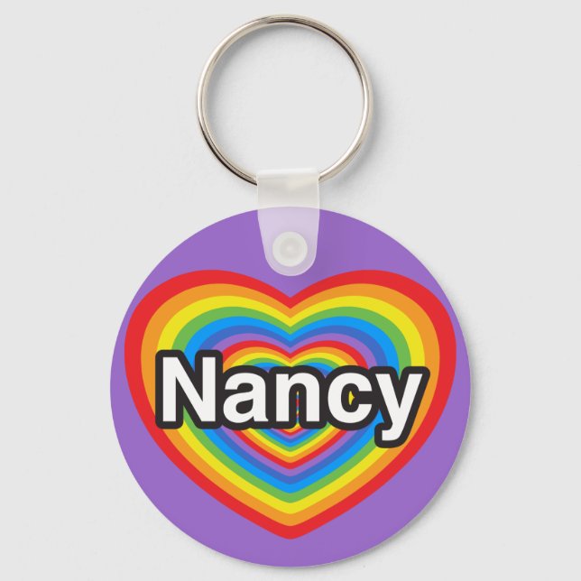 I love Nancy. I love you Nancy. Heart Keychain (Front)