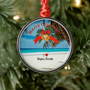 I Love Naples, Florida, Christmas, Metal Ornament