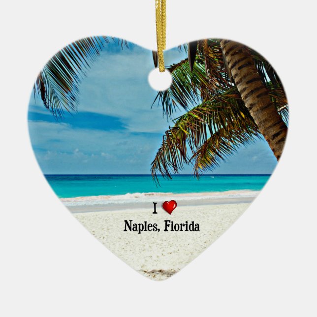 I Love Naples, Florida, tropical scenery Ceramic O Ceramic Ornament (Front)