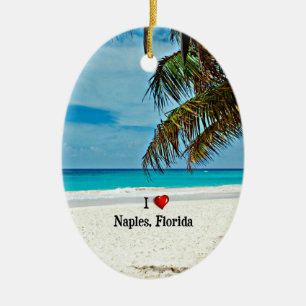 I Love Naples, Florida, tropical scenery Ceramic Ornament