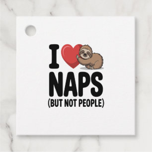 I Love Naps Cute Sloth Heart Favor Tags