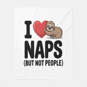 I Love Naps Cute Sloth Heart Fleece Blanket