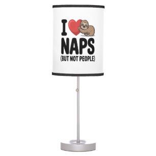 I Love Naps Cute Sloth Heart Table Lamp