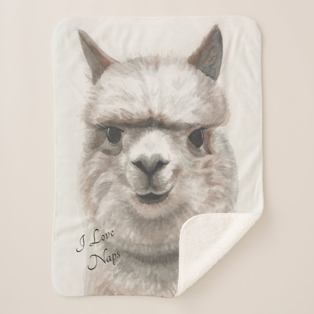 I Love Naps Llama Sherpa Baby Blanket (Front)