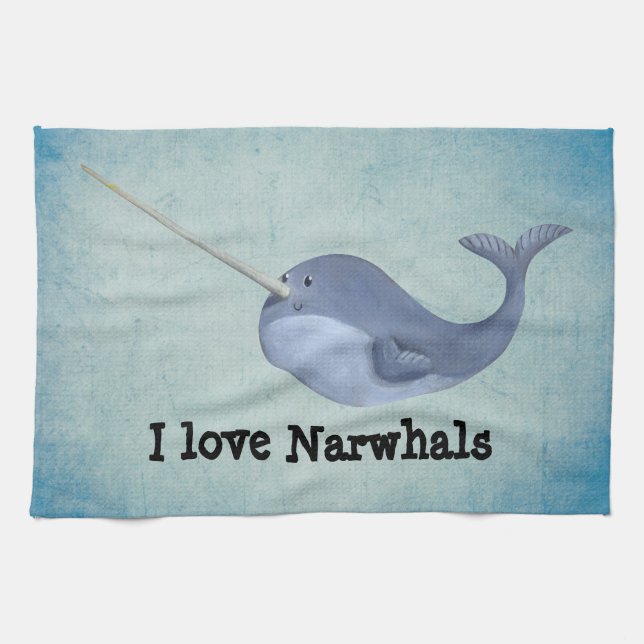 I love Narwhals Kitchen Towel (Horizontal)