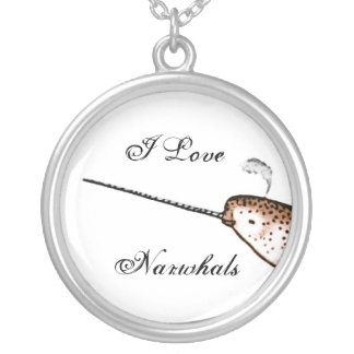 I Love Narwhals Silver Plated Necklace