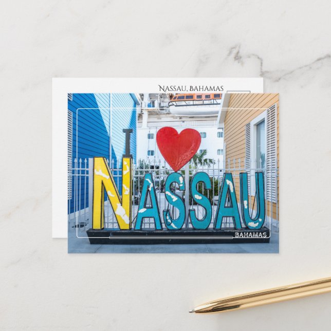 I Love Nassau Bahamas Postcard (Front/Back In Situ)