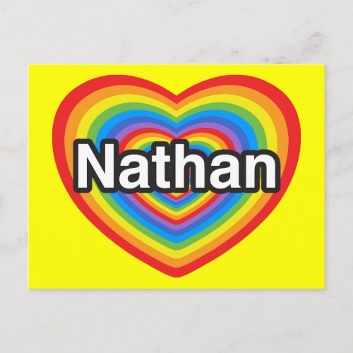 I love Nathan I love you Nathan Heart Postcard