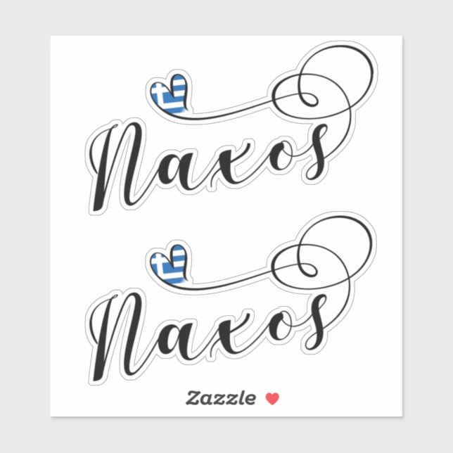 I Love Naxos, Greek Flag Sticker (Sheet)
