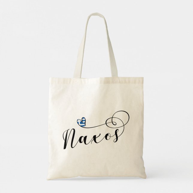 I Love Naxos, Greek Flag Tote Bag (Back)