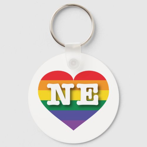 I love Nebraska Gay Pride Rainbow Heart  Keychain