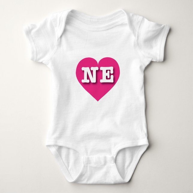 I love Nebraska - NE hot pink heart Baby Bodysuit (Front)