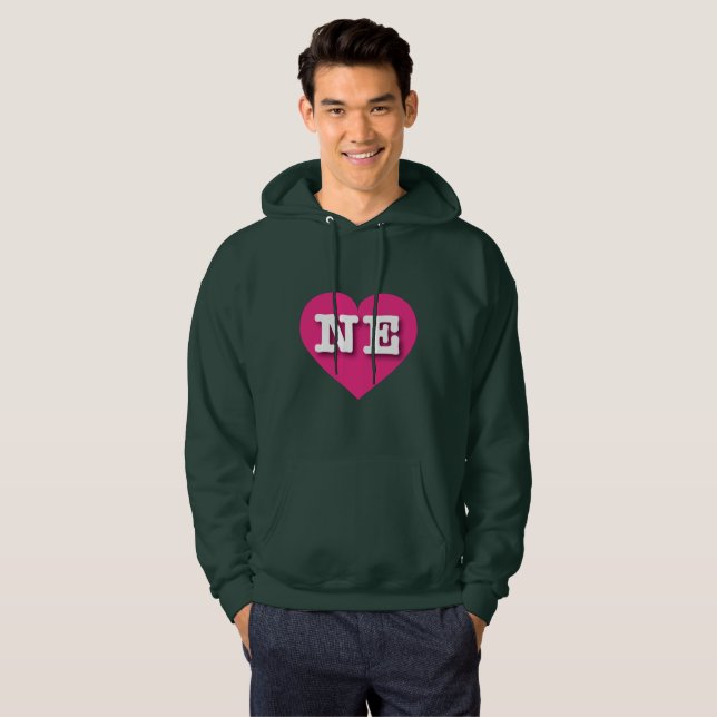 I love Nebraska - NE hot pink heart Hoodie (Front Full)