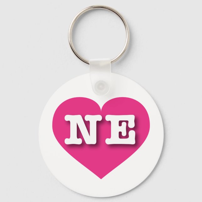 I love Nebraska - NE hot pink heart Keychain (Front)